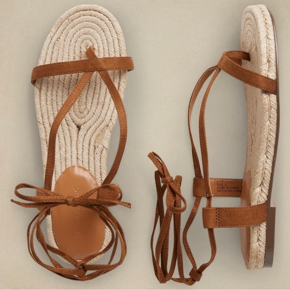 NWT Banana Republic Suede Lace-Up ankle leg Espadrille sole
